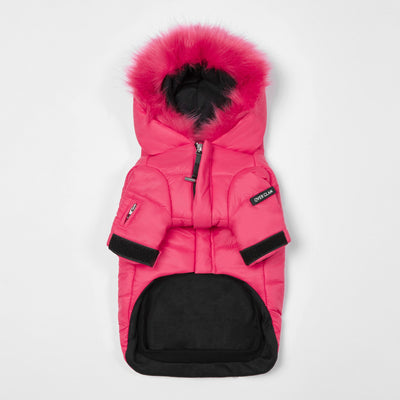 Faux Fur  Zip Up Puffer Ski Jacket with Hood - OVERGLAM LONDON